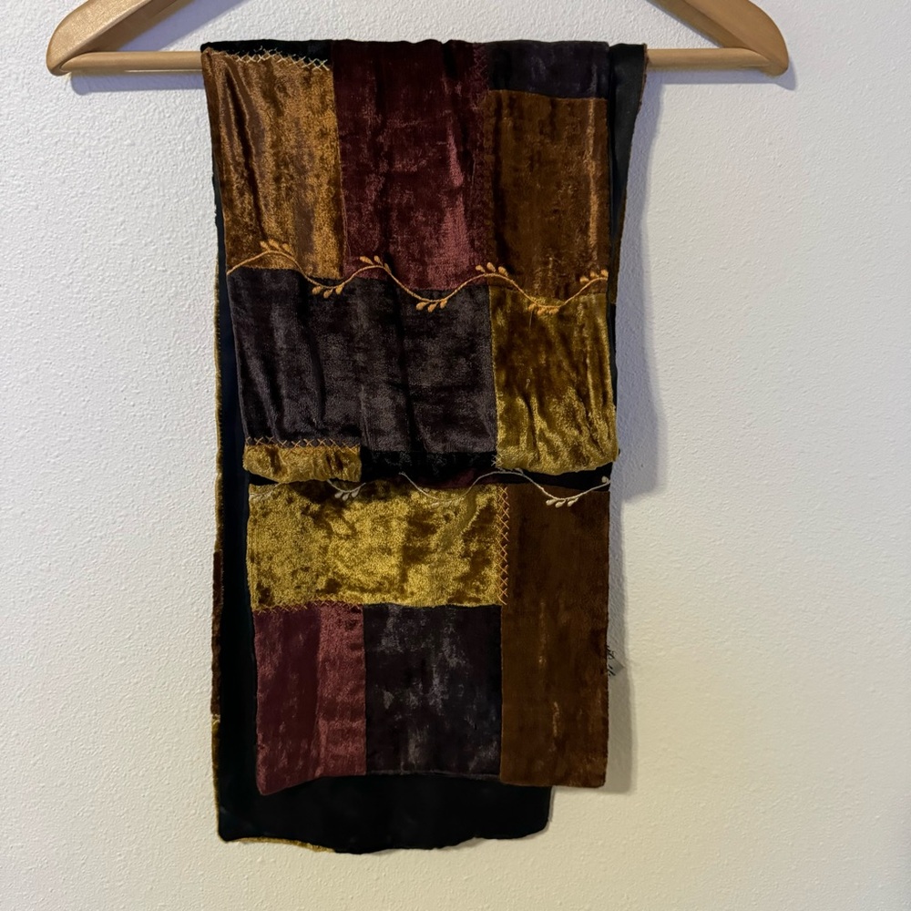 Accessory Street Patchwork Velvet Embroidered Sca… - image 4